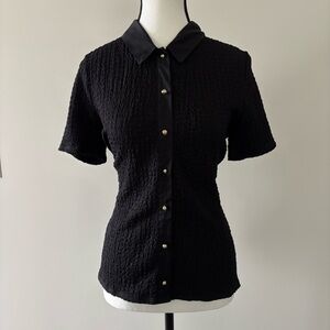 Philosophy Black Textured Button-Down Shirt